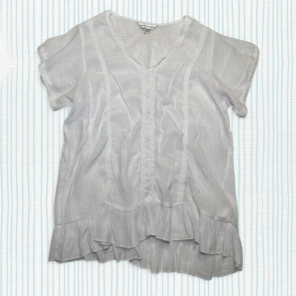 Counterparts White Blouse with Lace Detail